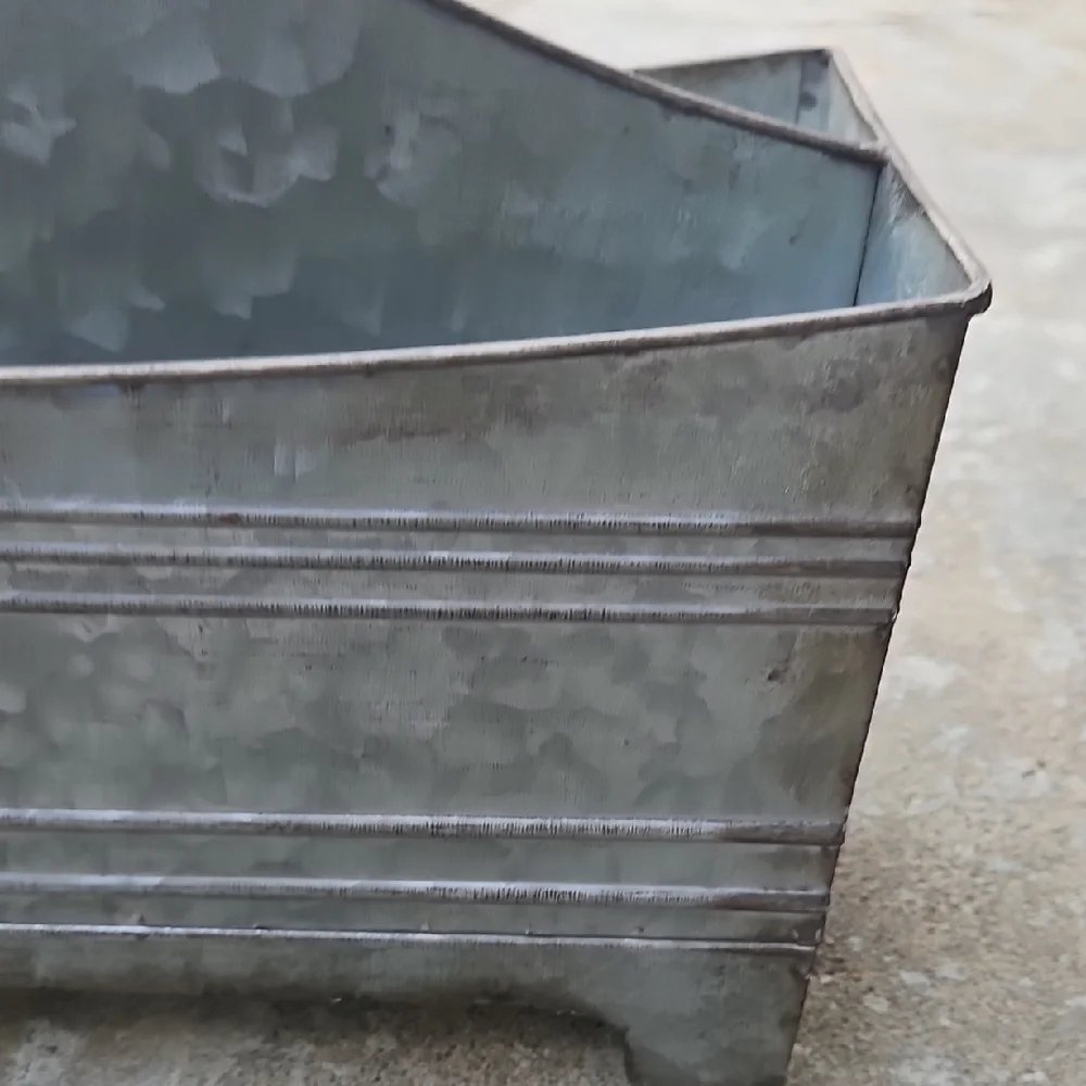 Galvanized Storage Bin with Wooden Handle